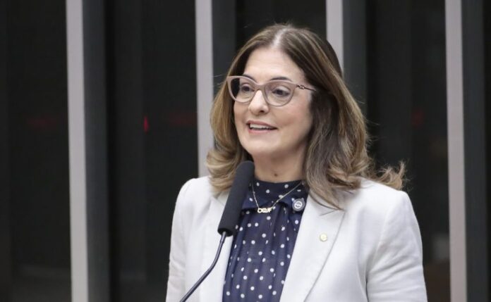 Deputada Rogéria Santos fala ao microfone